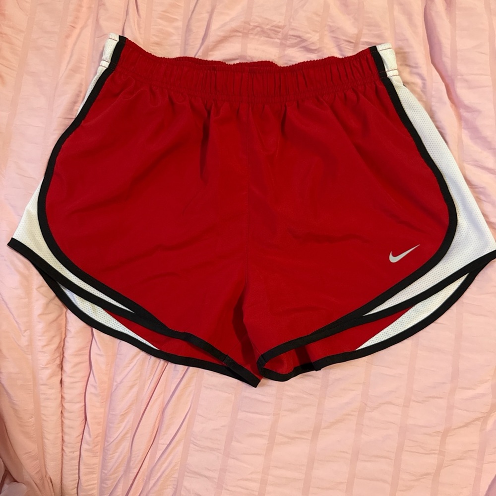 Nike Women's Red and White Athletic Shorts
